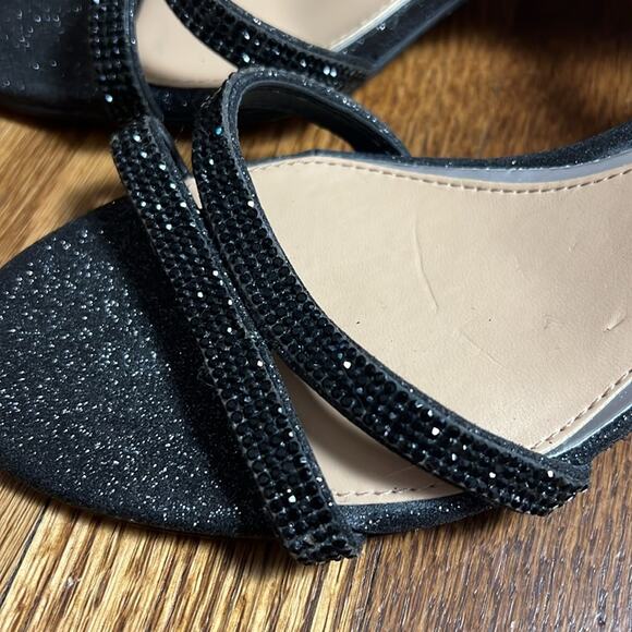 Jewel Badgley Mishka Black Glitter Heels Slize 6 - Picture 3 of 6